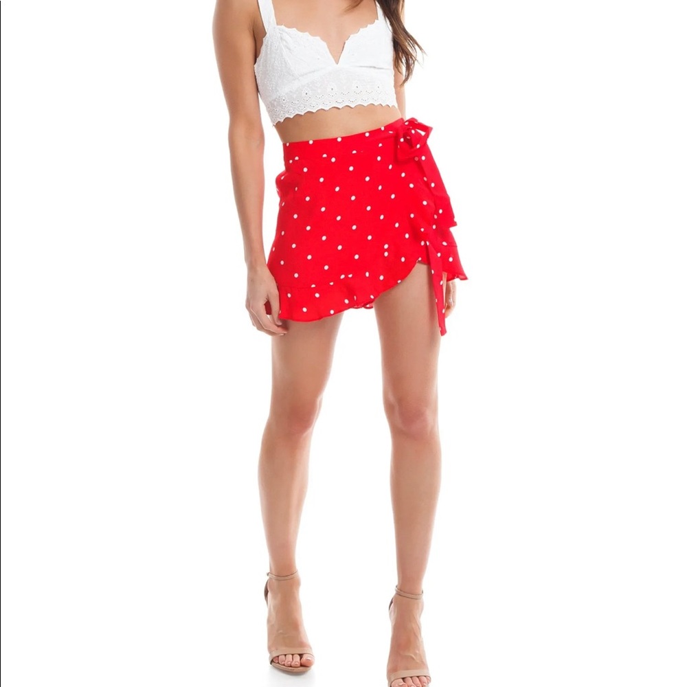 For Love and Lemons Natalia Dot Skort in Red Dot